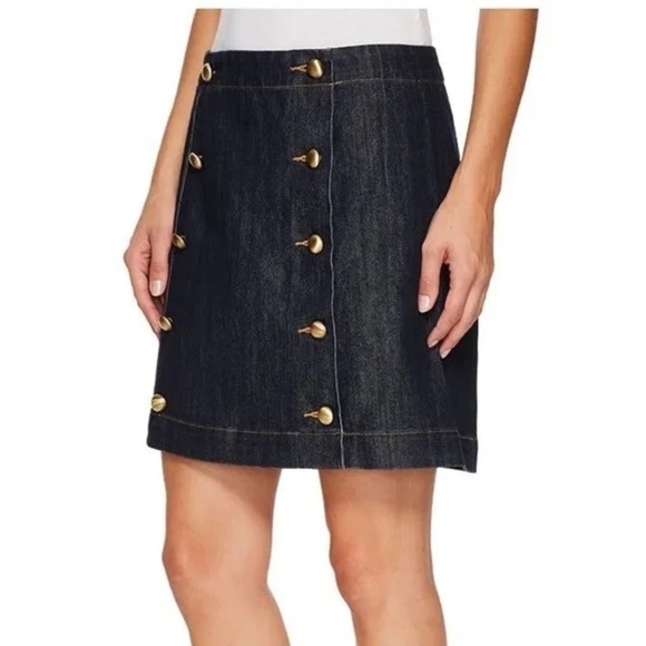 Michael Michael Kors Denim Mini Button-Front Skirt Size 4 - Picture 1 of 3